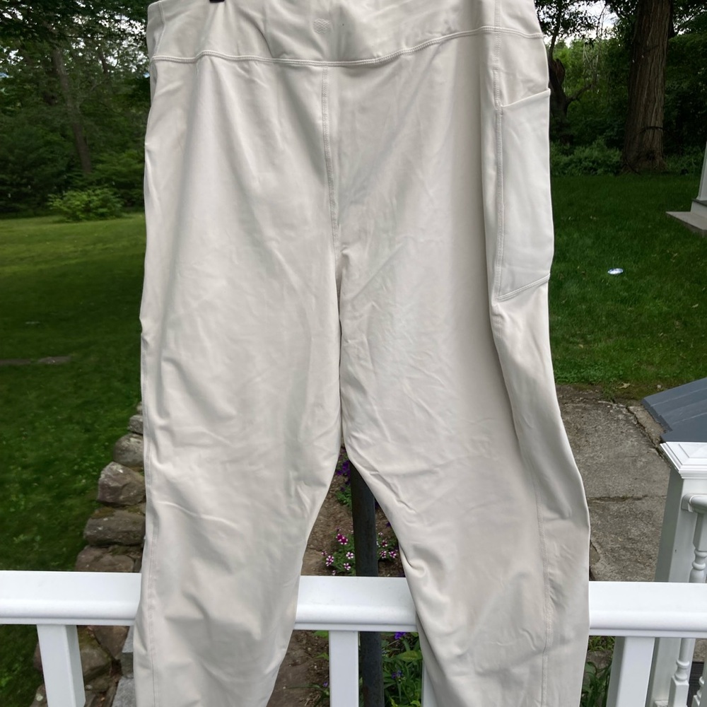 Cream Track Pants with Relaxed Fit and High Waist
